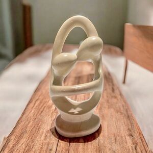 Hand-Carved African Soapstone Sculpture Kissing Lovers Abstract Art